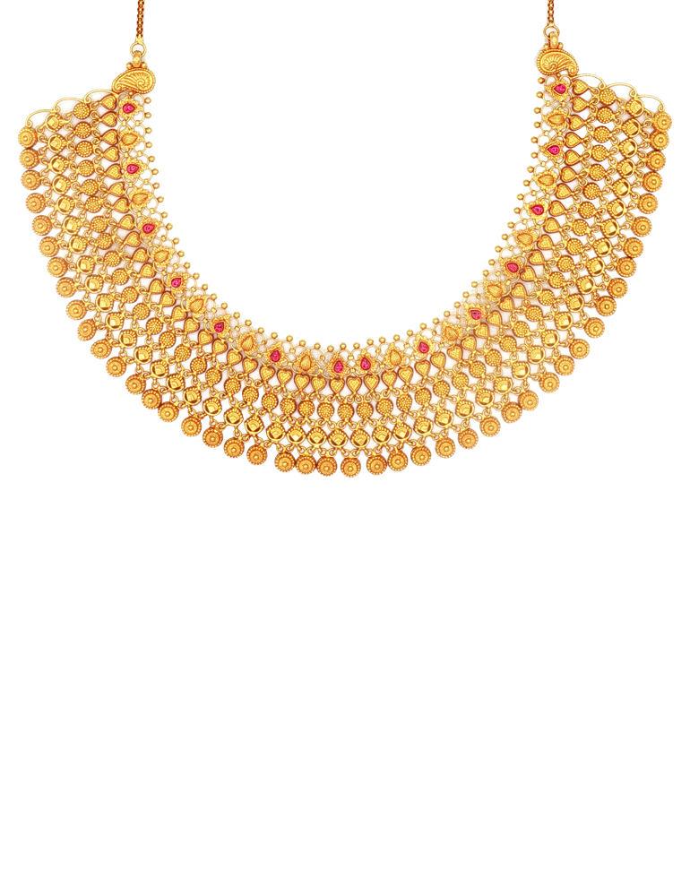Rajangan Jaal Gold Necklace Set - 22 Karat