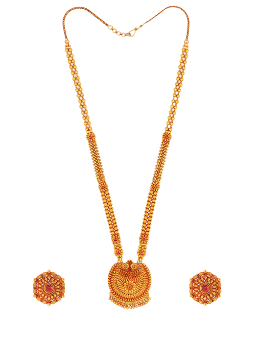 Shashi Mahal Gold Necklace Set - 22 Karat