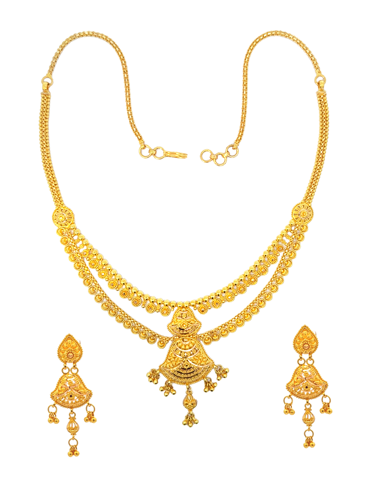 22 Kt Yellow Gold Set With Earrings