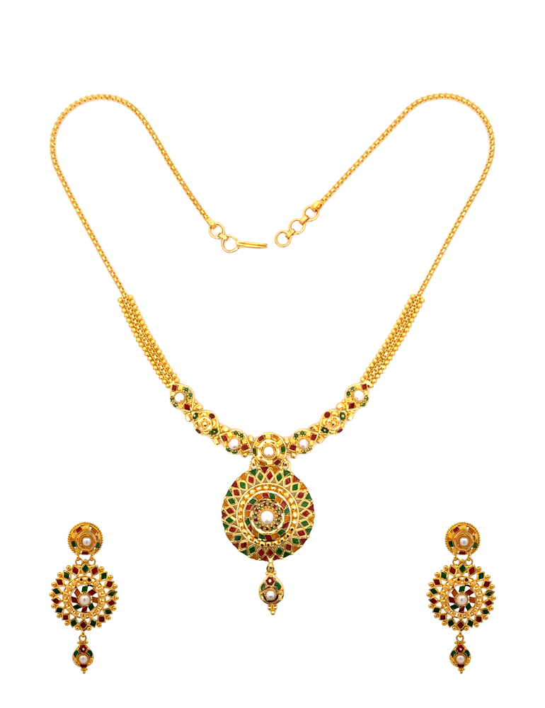 22 Kt Yellow Gold Set With Earrings