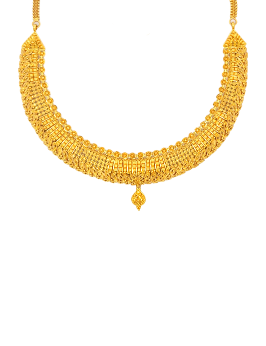 Rajwada Crescent Bridal Set With Earrings - 22 Karat