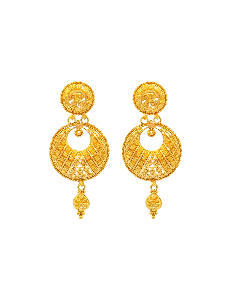 Rajwada Crescent Bridal Set With Earrings - 22 Karat