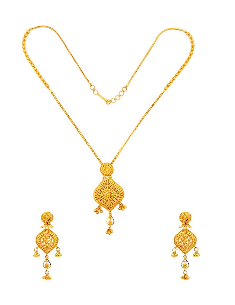 22 Kt Yellow Gold Set With Earrings