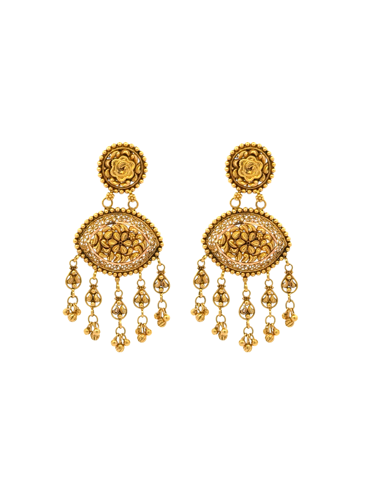 Antique Necklace Set With Earrings in 22Karat