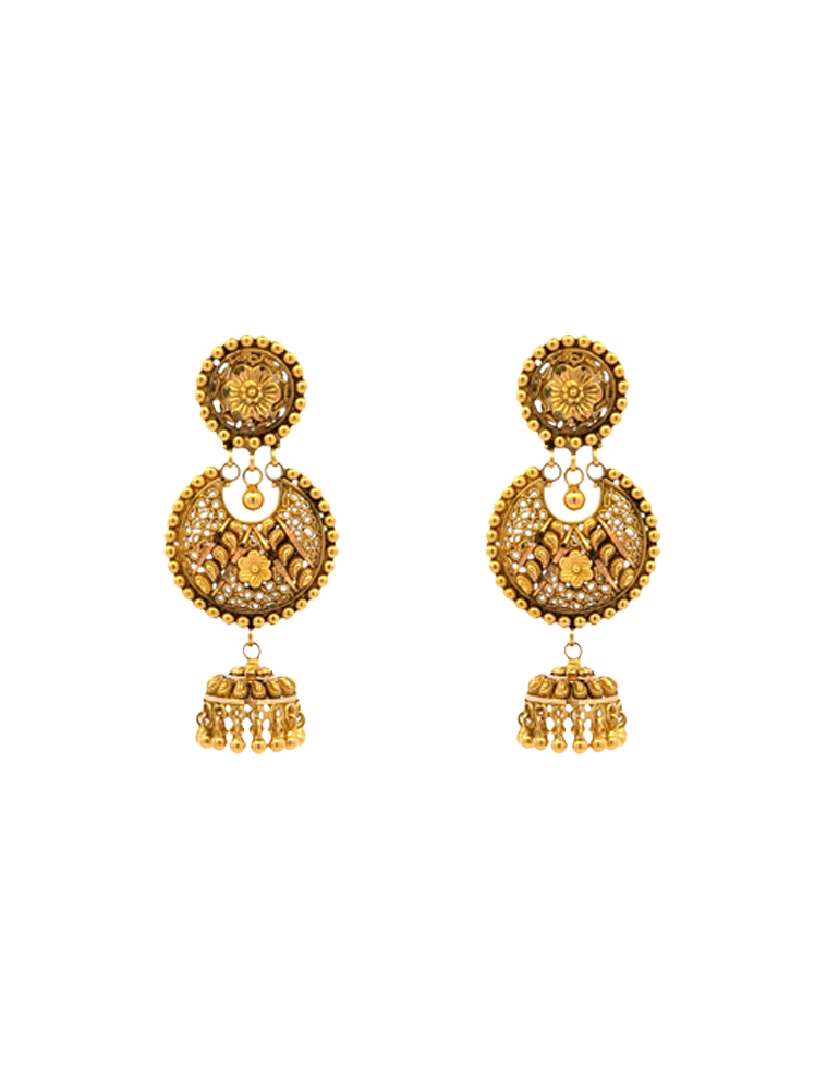 Antique Necklace Set With Earrings in 22Karat