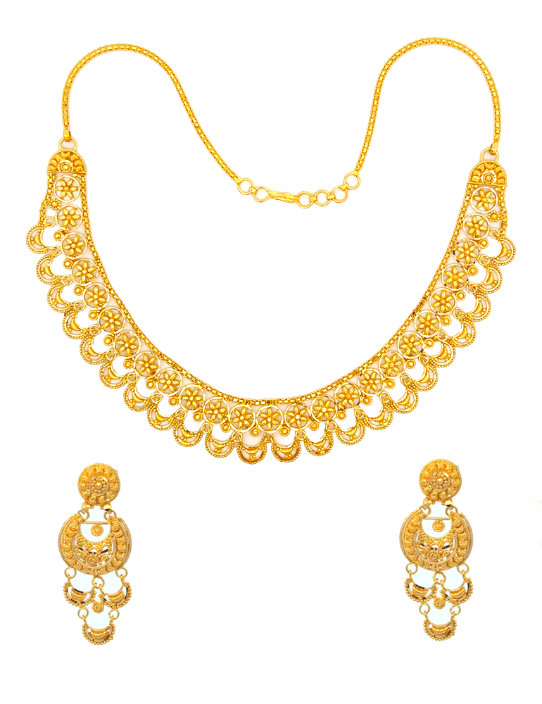 22 Kt Yellow Gold Set With Earrings