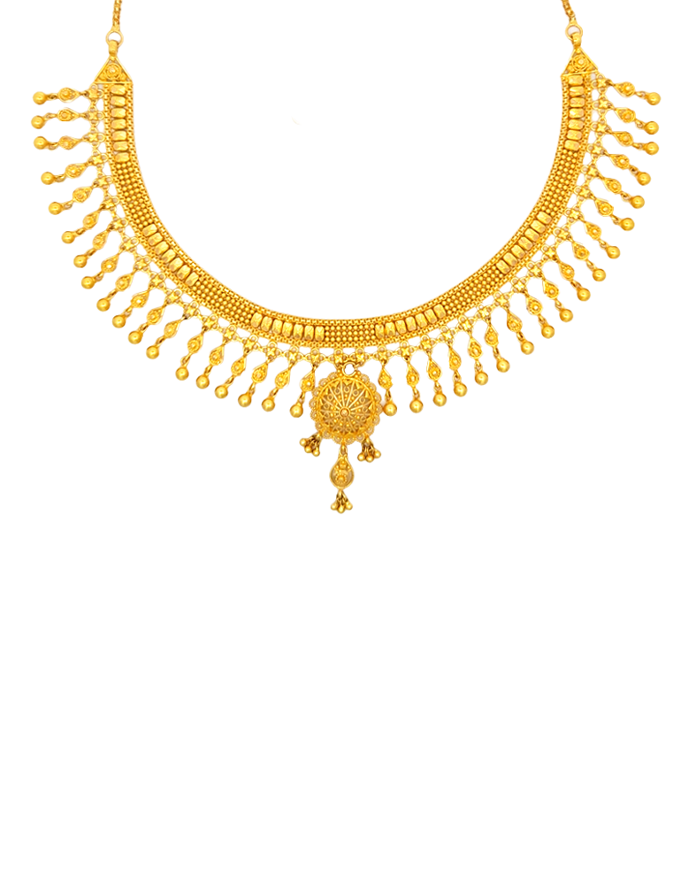 Crowned Radiance Gold Set With Earrings - 22 Karat