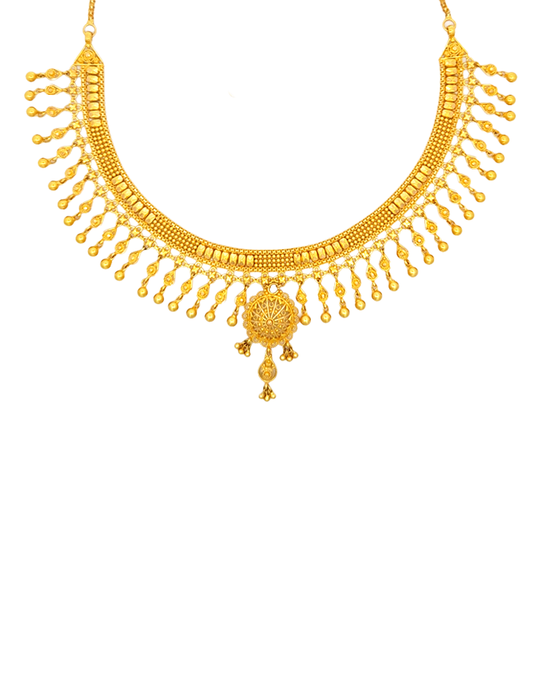 Crowned Radiance Gold Set With Earrings - 22 Karat