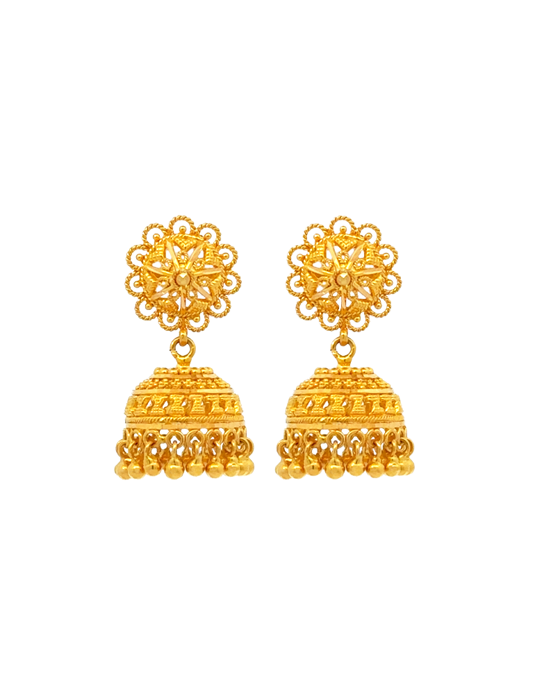 Crowned Radiance Gold Set With Earrings - 22 Karat