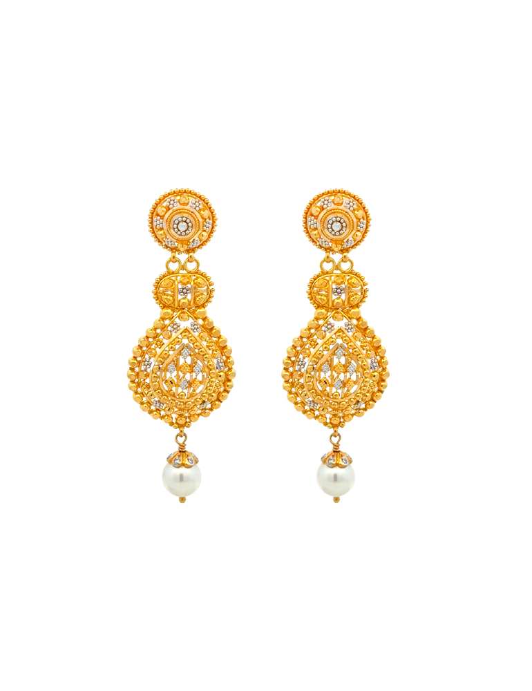 Imperial Pearl Fringe Set With Earrings - 22 Karat