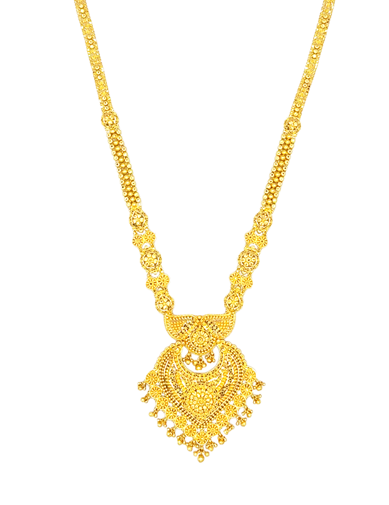 Kanak Hridaya Necklace Set With Earrings - 22 Karat