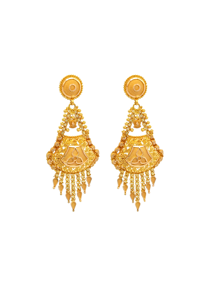 Luxury Bridal Gold Necklace Set With Earrings - 22 Karat