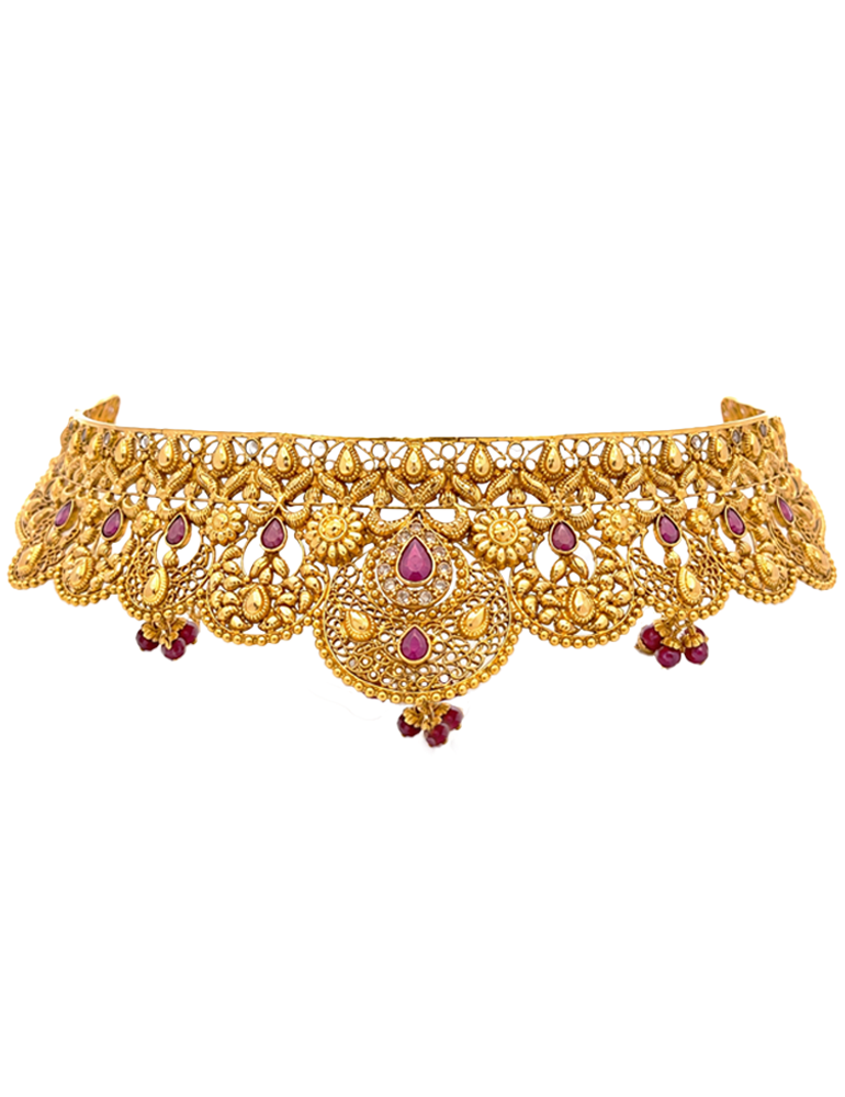 Ratnaprabha Choker Set With Earrings - 22 Karat