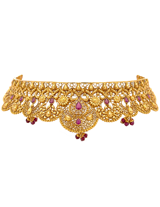 Ratnaprabha Choker Set With Earrings - 22 Karat