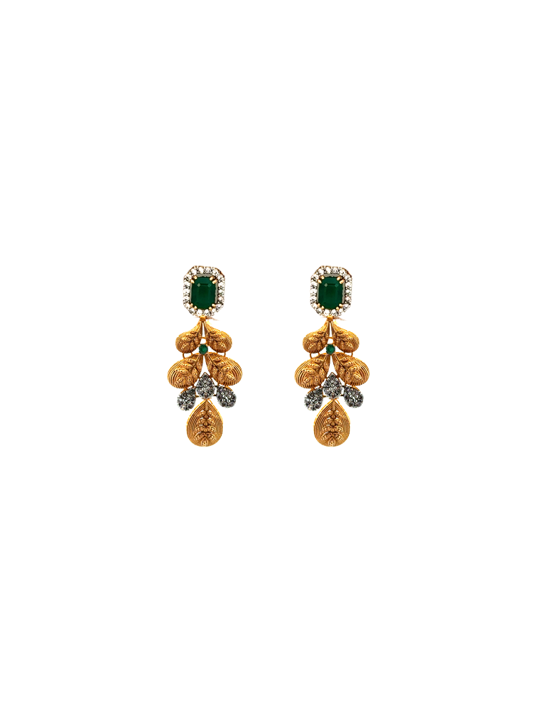 Verdant Grace Necklace Set With Earrings - 22 Karat