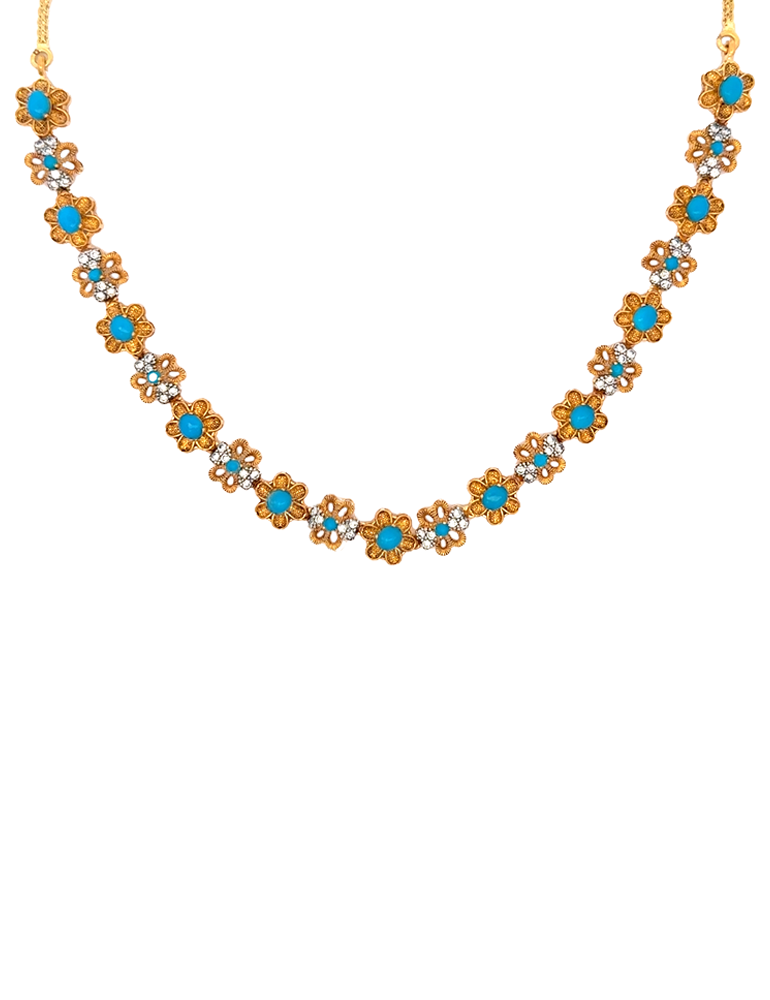 Turquoise Meadow Jewelry Set With Earrings - 22 Karat