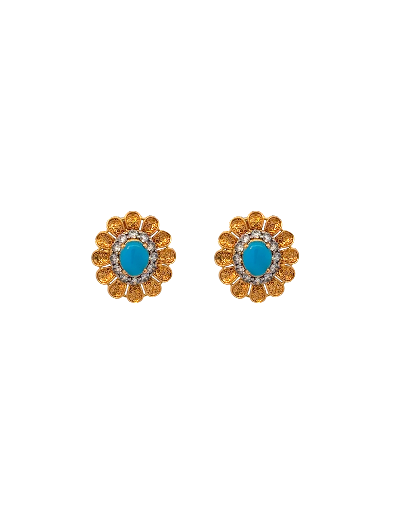 Turquoise Meadow Jewelry Set With Earrings - 22 Karat