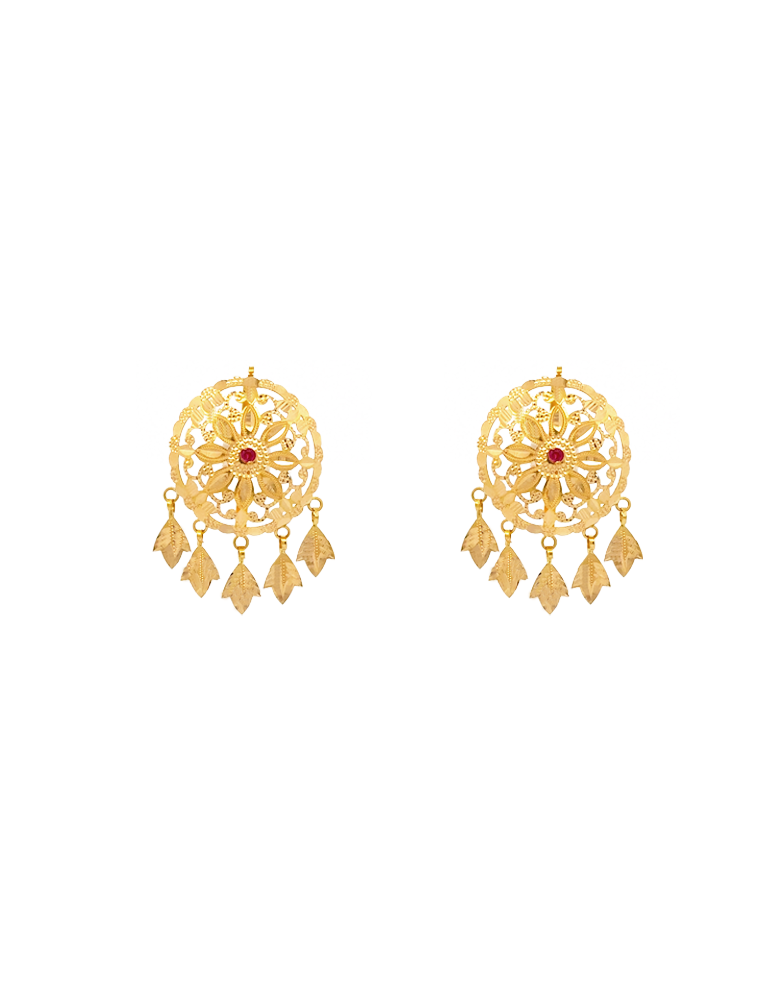 Suryamukhi Gold Choker Set With Earrings - 22 Karat
